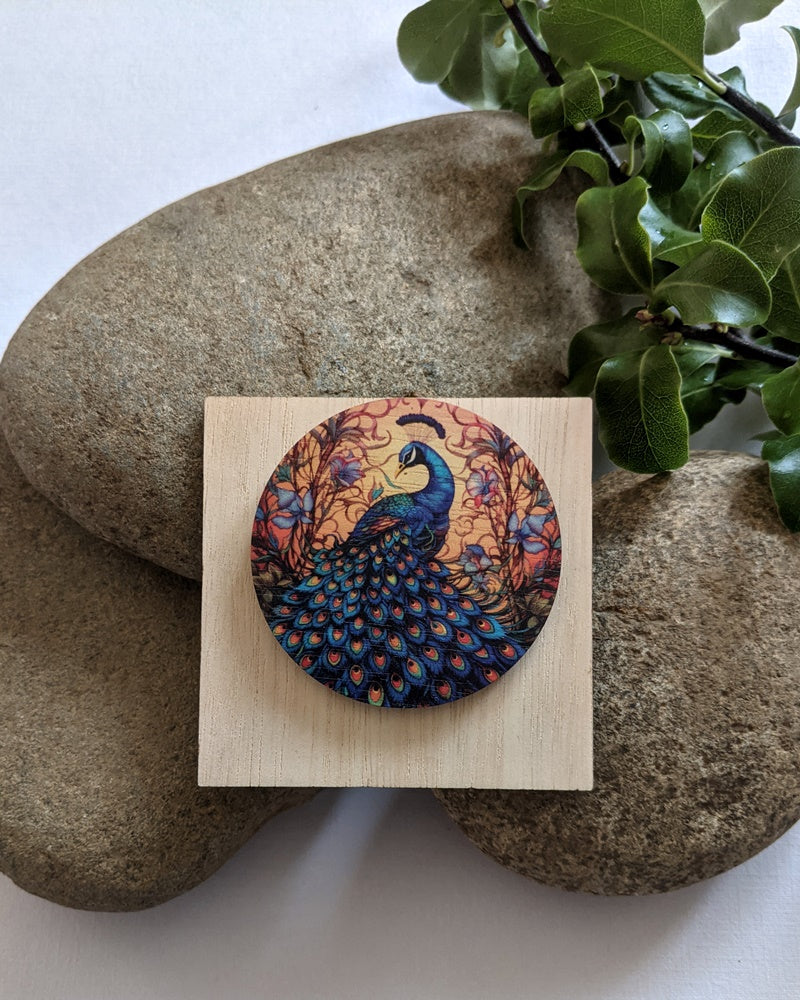 Peacock brooch