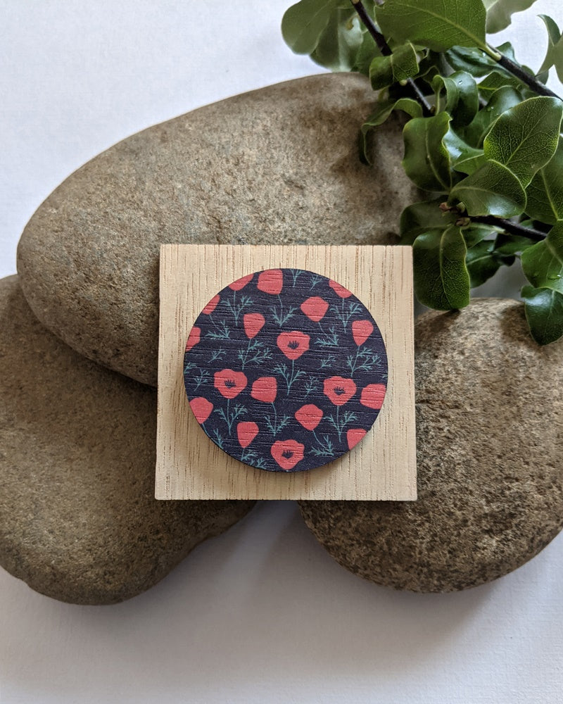 Blue poppy brooch