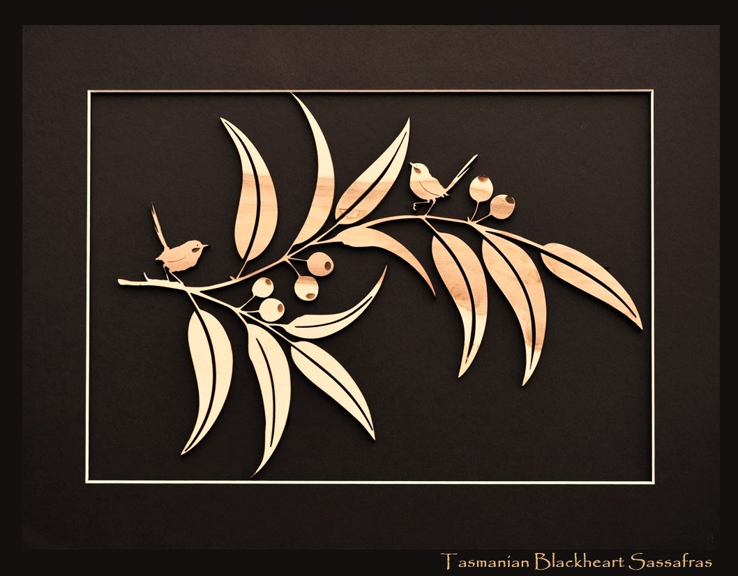 Wren and Gum Panel   12" x  16"